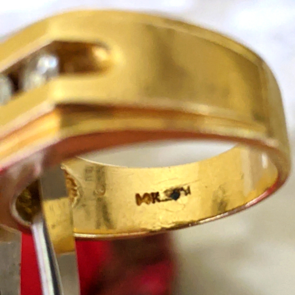 14K ๐ GOLD MEN'S DIAMONDS SIGNET RING - Picture 6 of 11